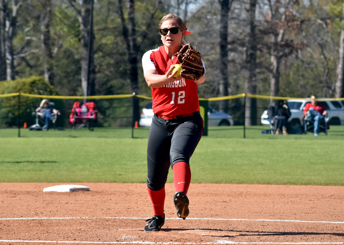 Raina Lanier struck out 10, pitched a complete-game shutout and scored the winning run in the bottom of the eighth inning in a 1-0 win over Covenant. (Photo by Wesley Lyle)