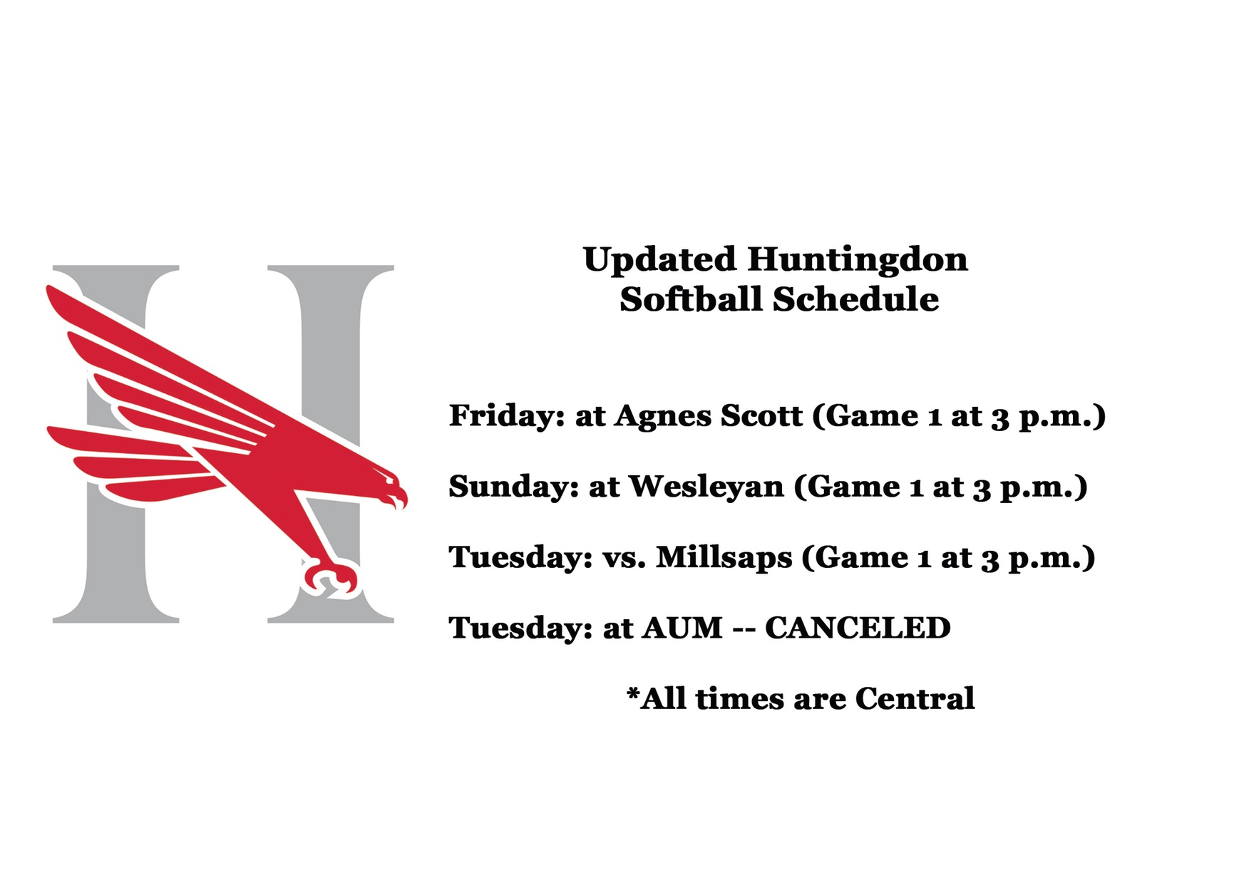 Weather forecast changes softball schedule