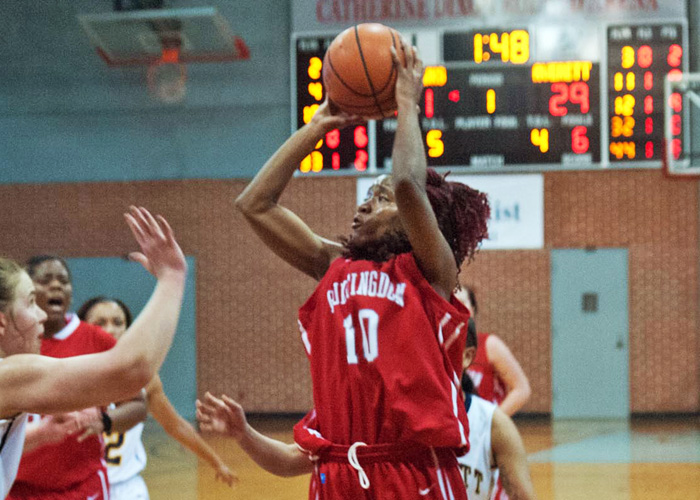 Pat Pickens scored 19 points, pulled down eight rebounds and had three steals in Sunday's 66-59 loss to Averett. (Photo by Wesley Lyle)
