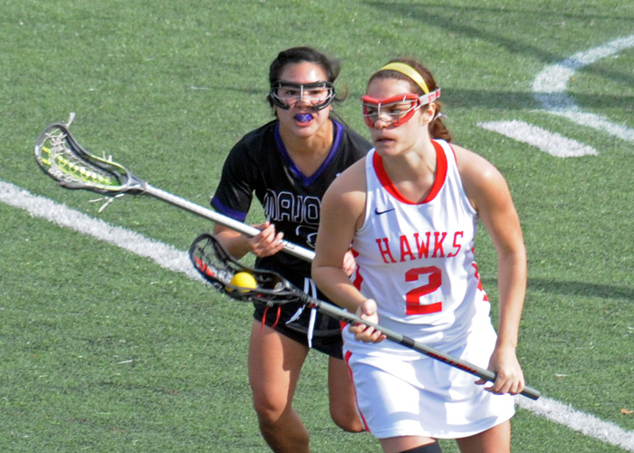 Jamie Reschke, shown here against Millsaps, scored three goals in Sunday's 17-13 loss to Otterbein. (Photo by Wesley Lyle)